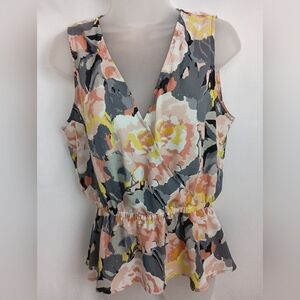 2/$30Spring Ready LOFT Butterly Floral Sleeveless Wrap Top Preppy Clueless(#819)